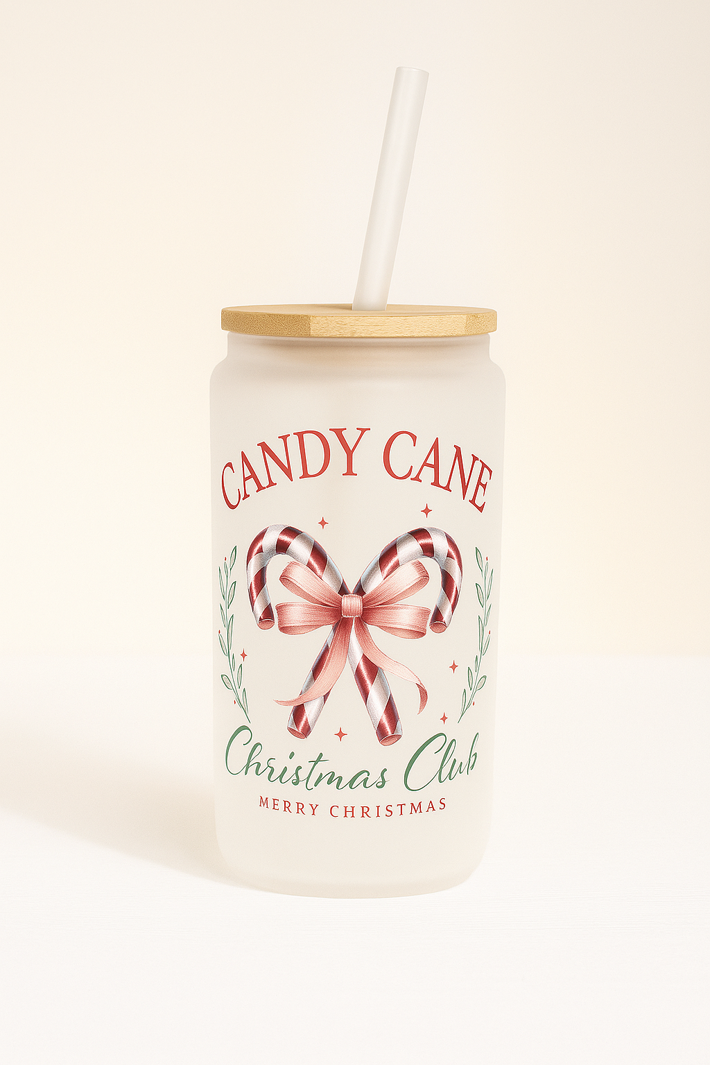 π¬ Candy Cane Christmas Club 16oz Glass Cup