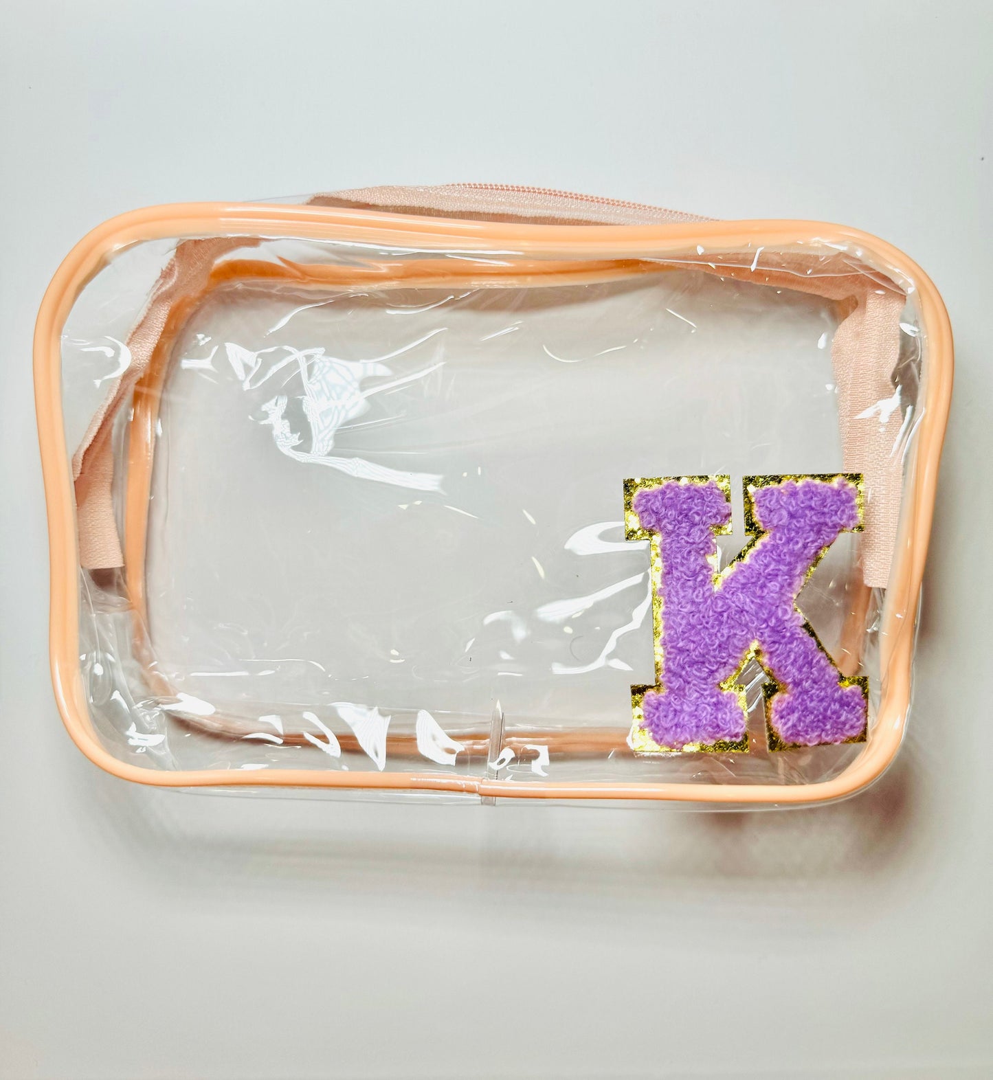 Small cosmetics clear bag with Initial