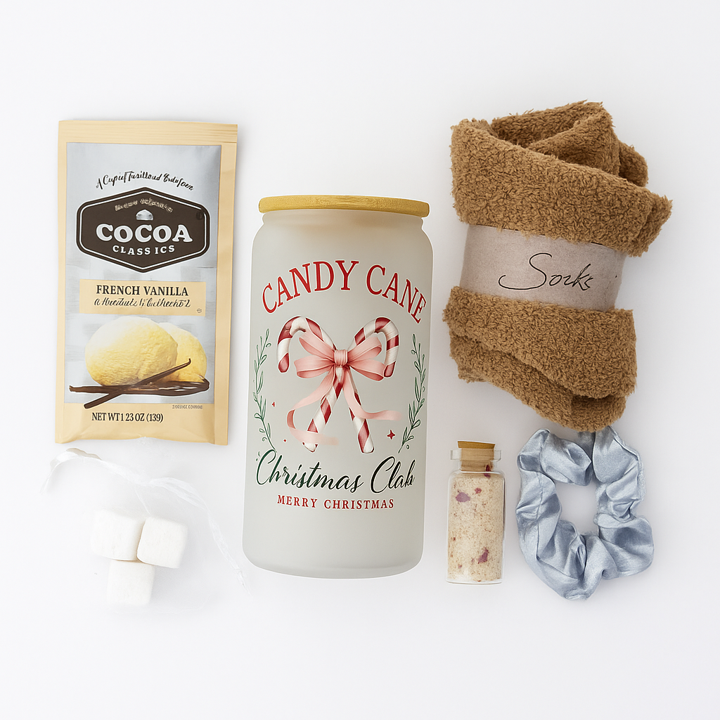 🍬 Candy Cane Christmas Club Gift Cup Set