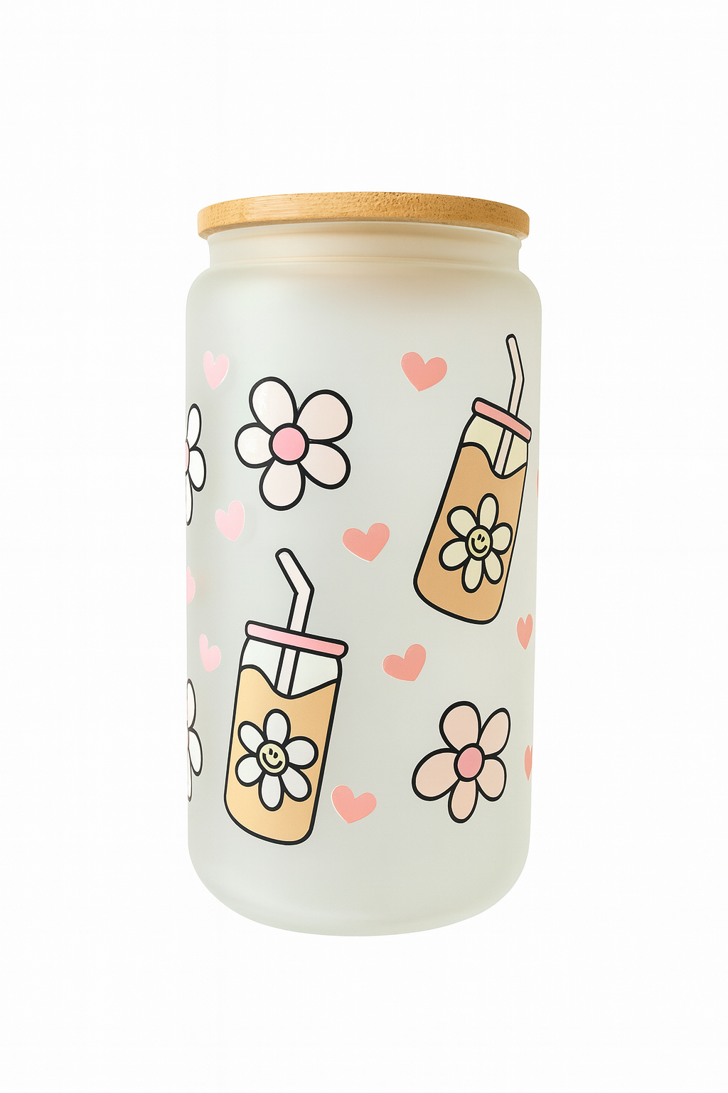 ✨ Cute Daisy & Latte Libbey Glass Cup ✨