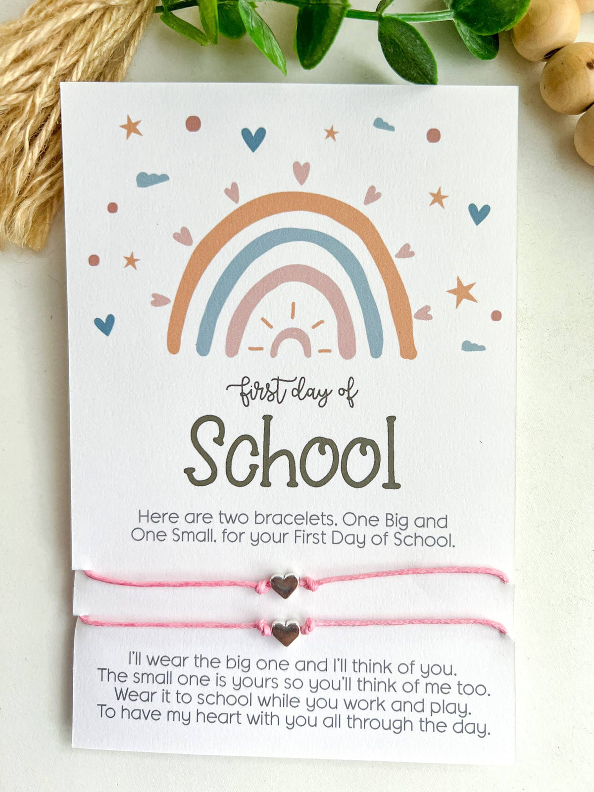 π First Day of School Matching Bracelet Set β Aqua Heart Edition π
