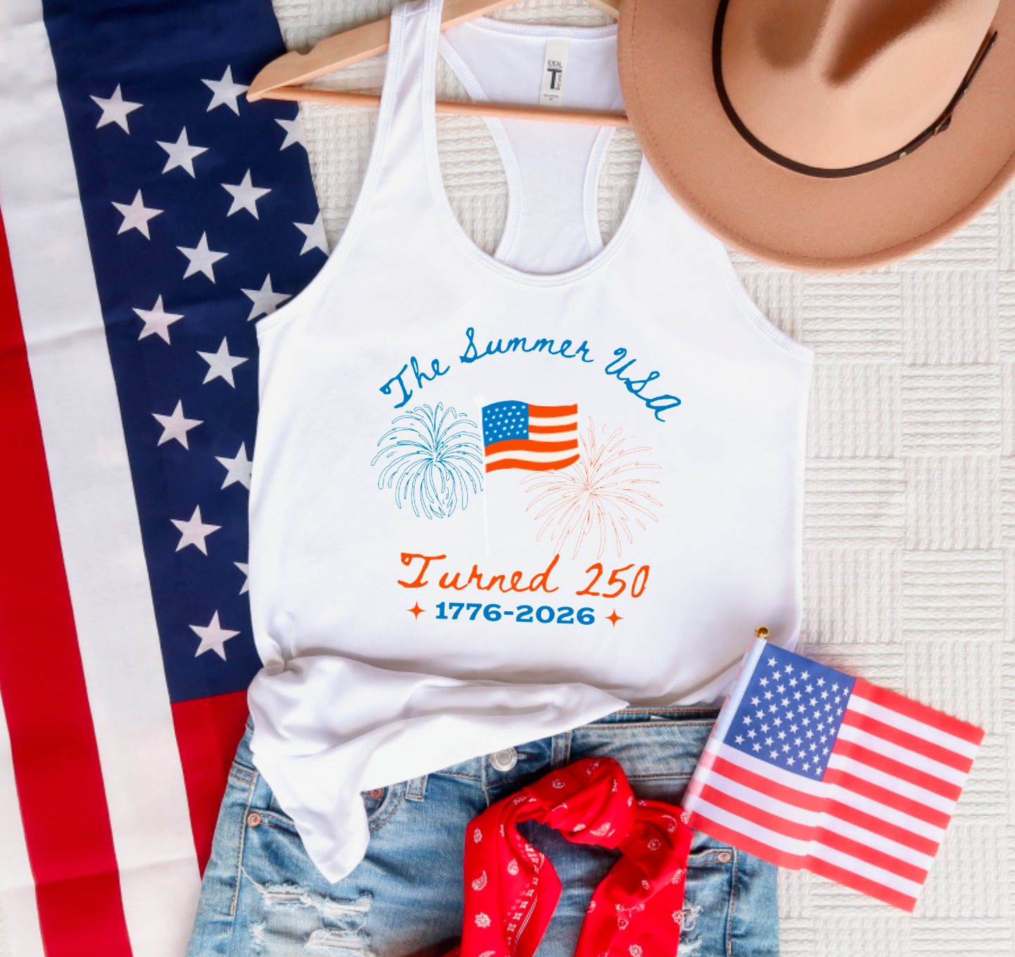 The Summer USA Turned 250 Graphic Tank 4th Of July America