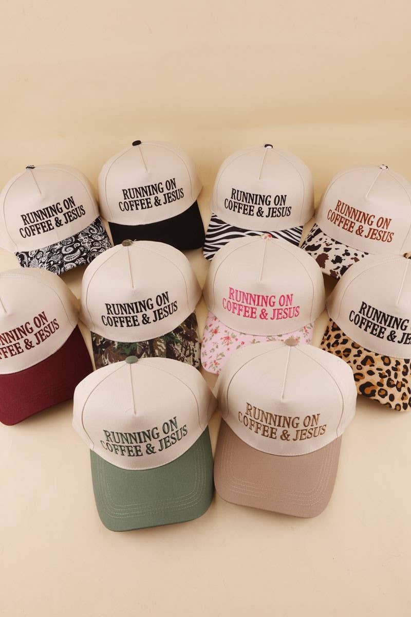 Running On Coffee &amp; Jesus Two Tone Cotton Hat