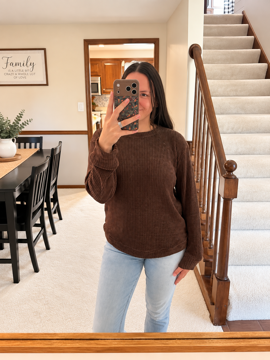 Chocolate Waffle Knit Pullover