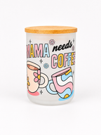 Mama Needs Coffee Frosted Glass Mug ☕🌸
