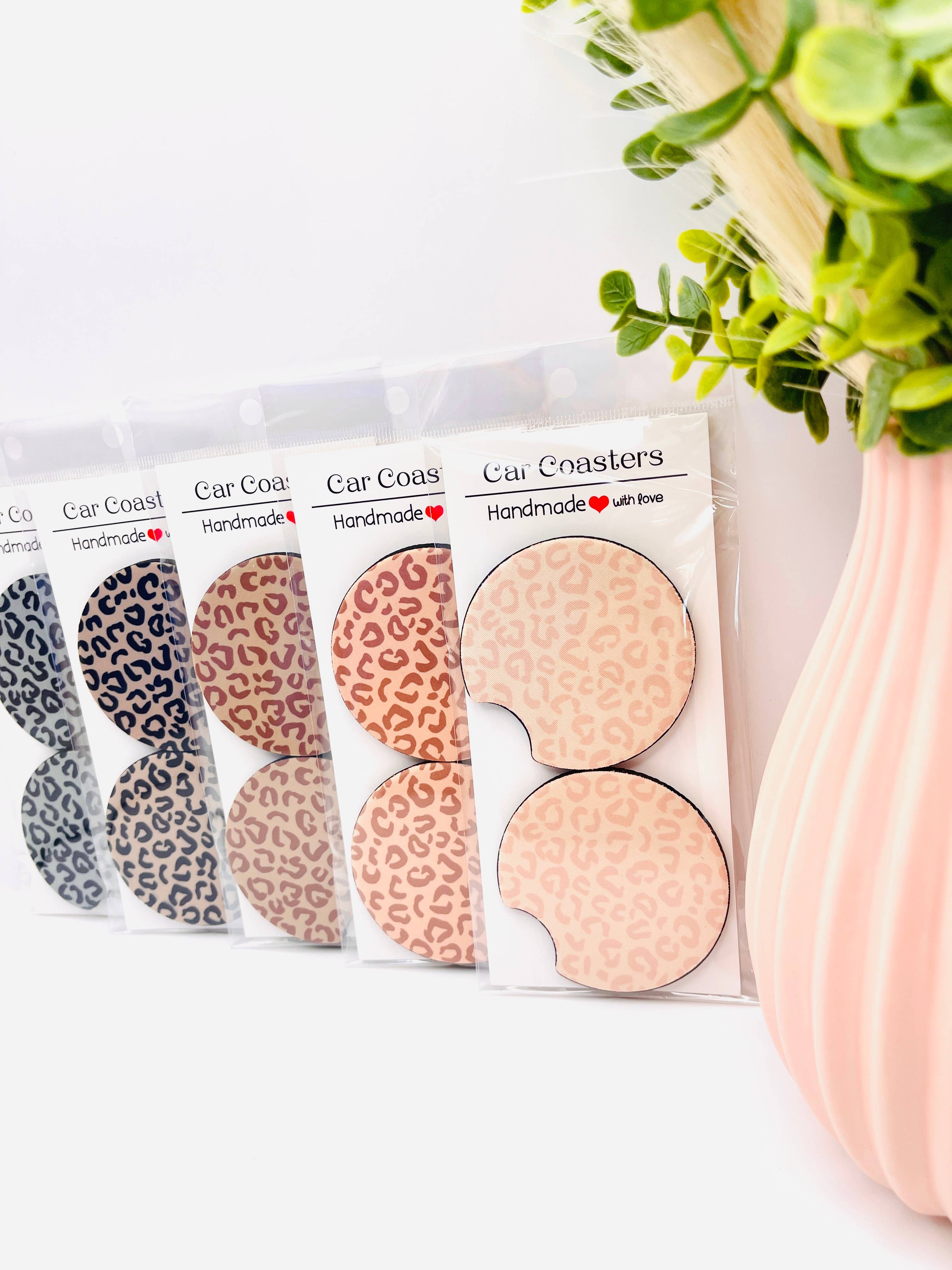 Cheetah Car Coasters - Cute Trendy Neoprene Cup Holder