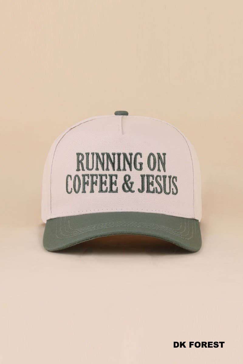 Running On Coffee &amp; Jesus Two Tone Cotton Hat