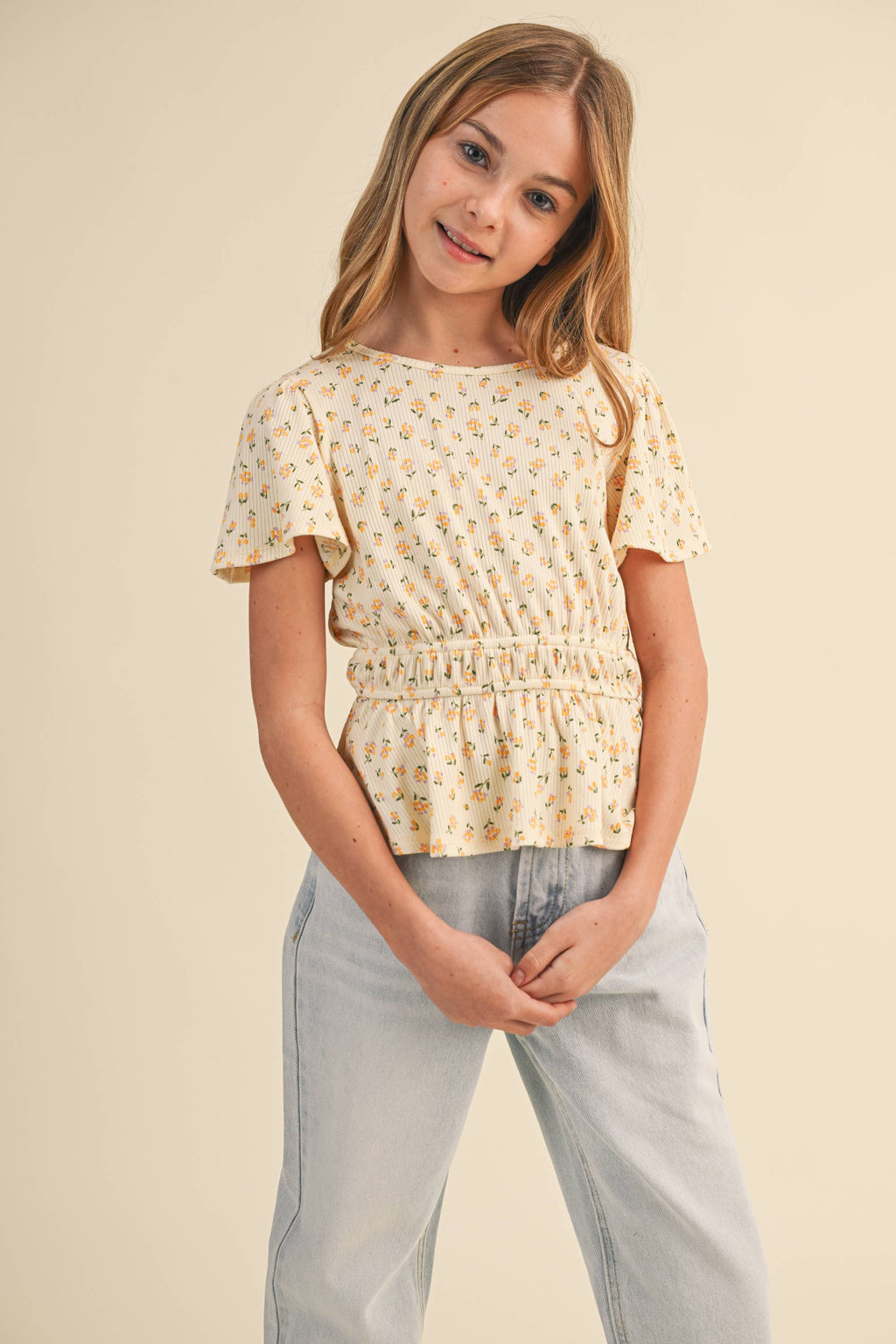 Golden Meadow Peplum Top – Tween Girls