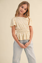 Golden Meadow Peplum Top – Tween Girls