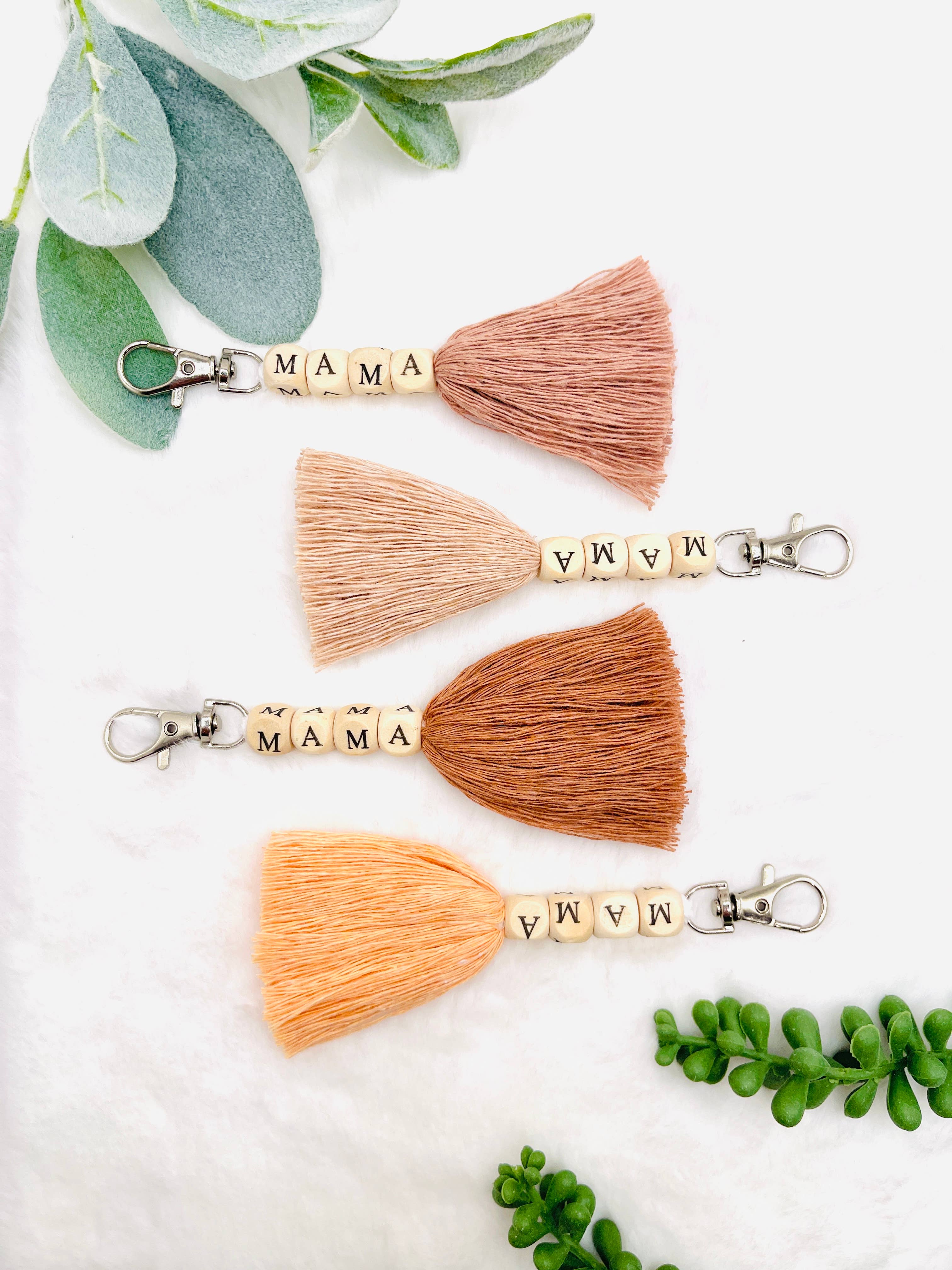 Macrame Mama Tassel Keychain | Handmade Boho Keychain | Mama