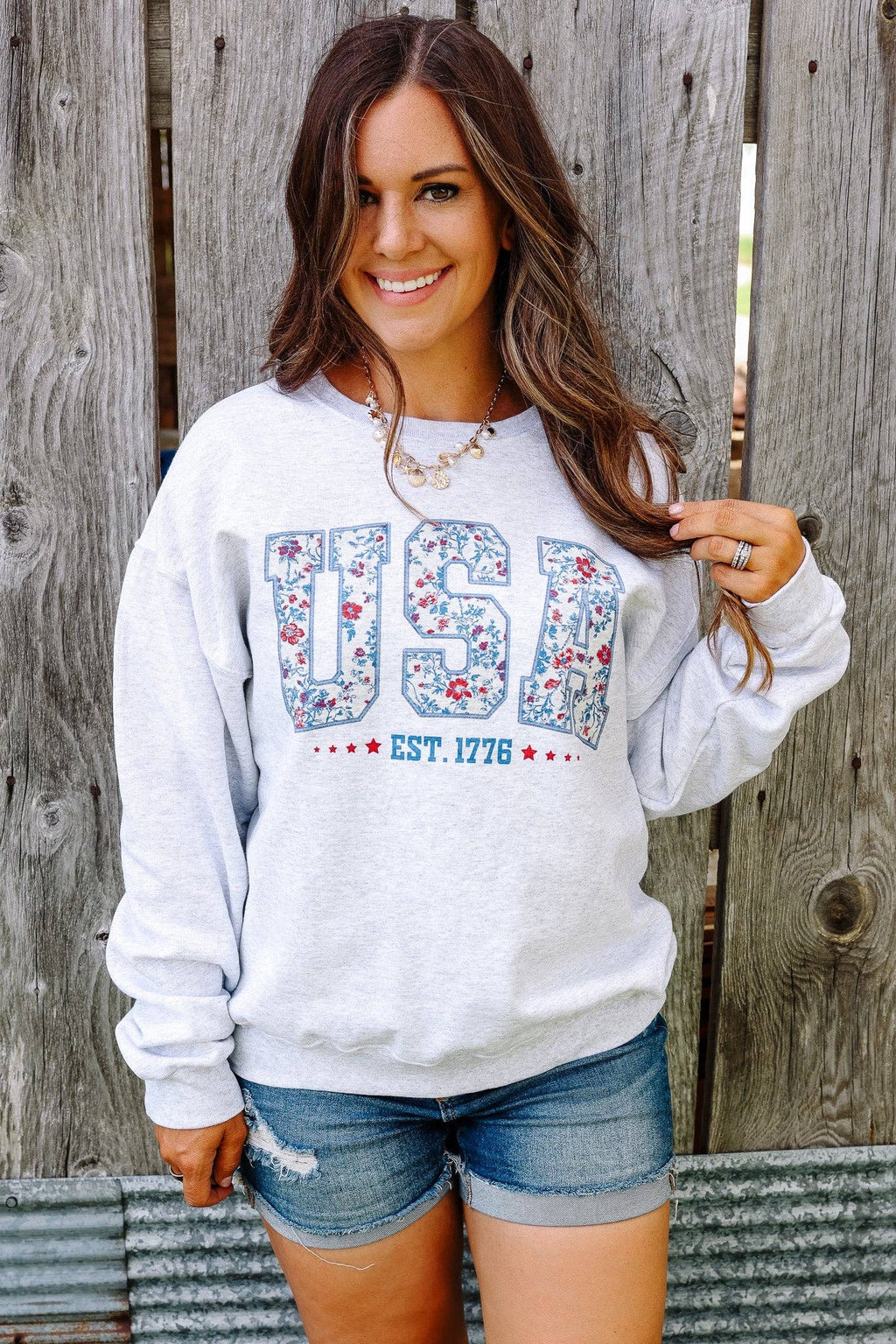 Freedom '76 Crewneck Sweatshirt - Ash Grey