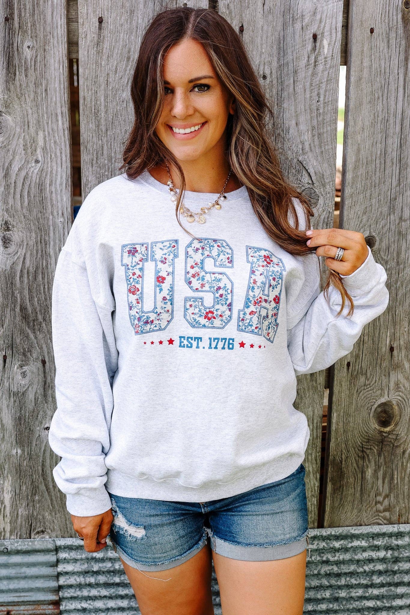 Freedom '76 Crewneck Sweatshirt - Ash Grey