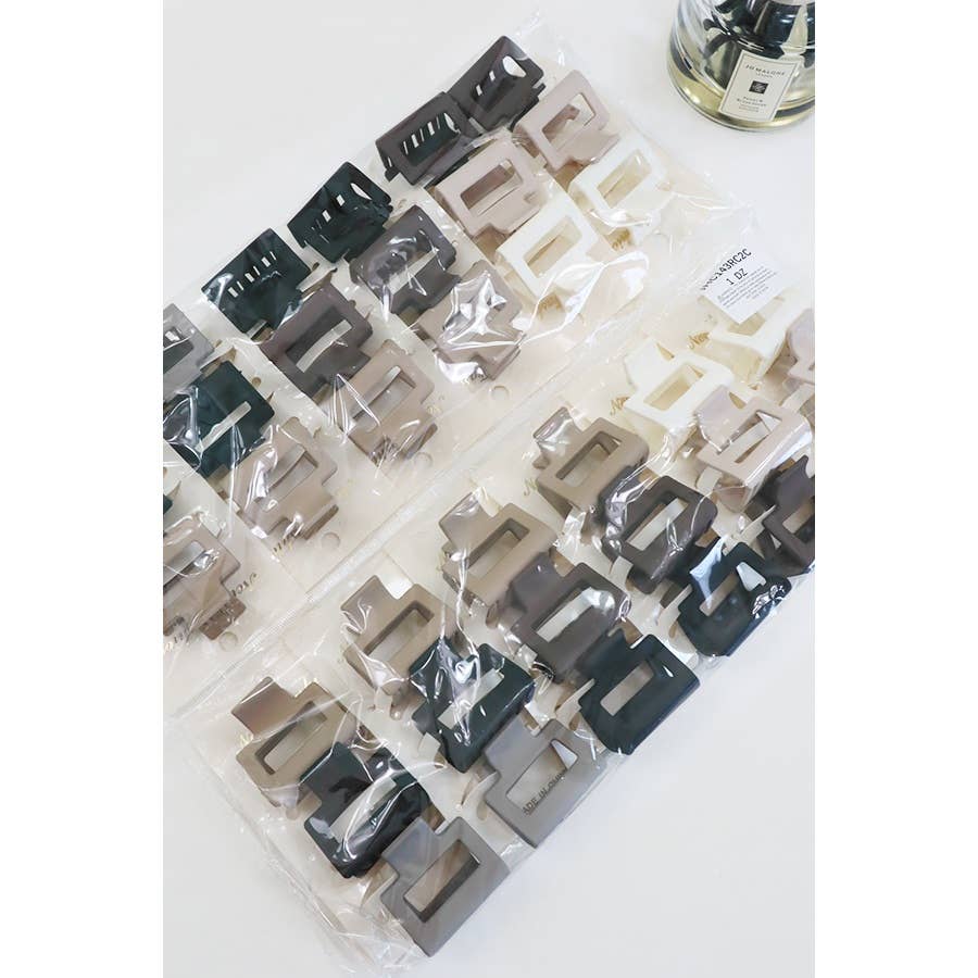 3-Pcs Neutral Color Mini Rectangle Hair Claw Set