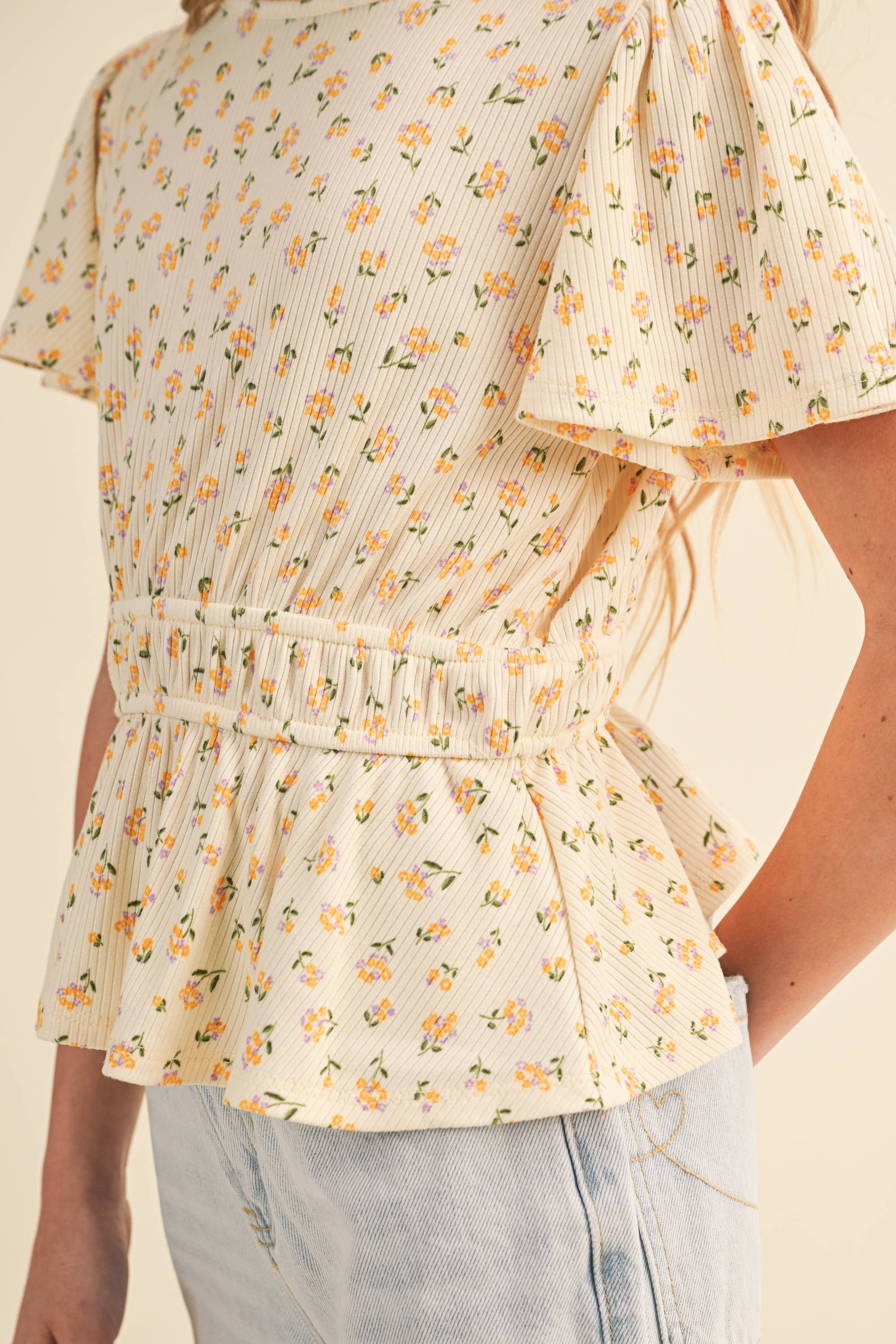 Golden Meadow Peplum Top – Tween Girls
