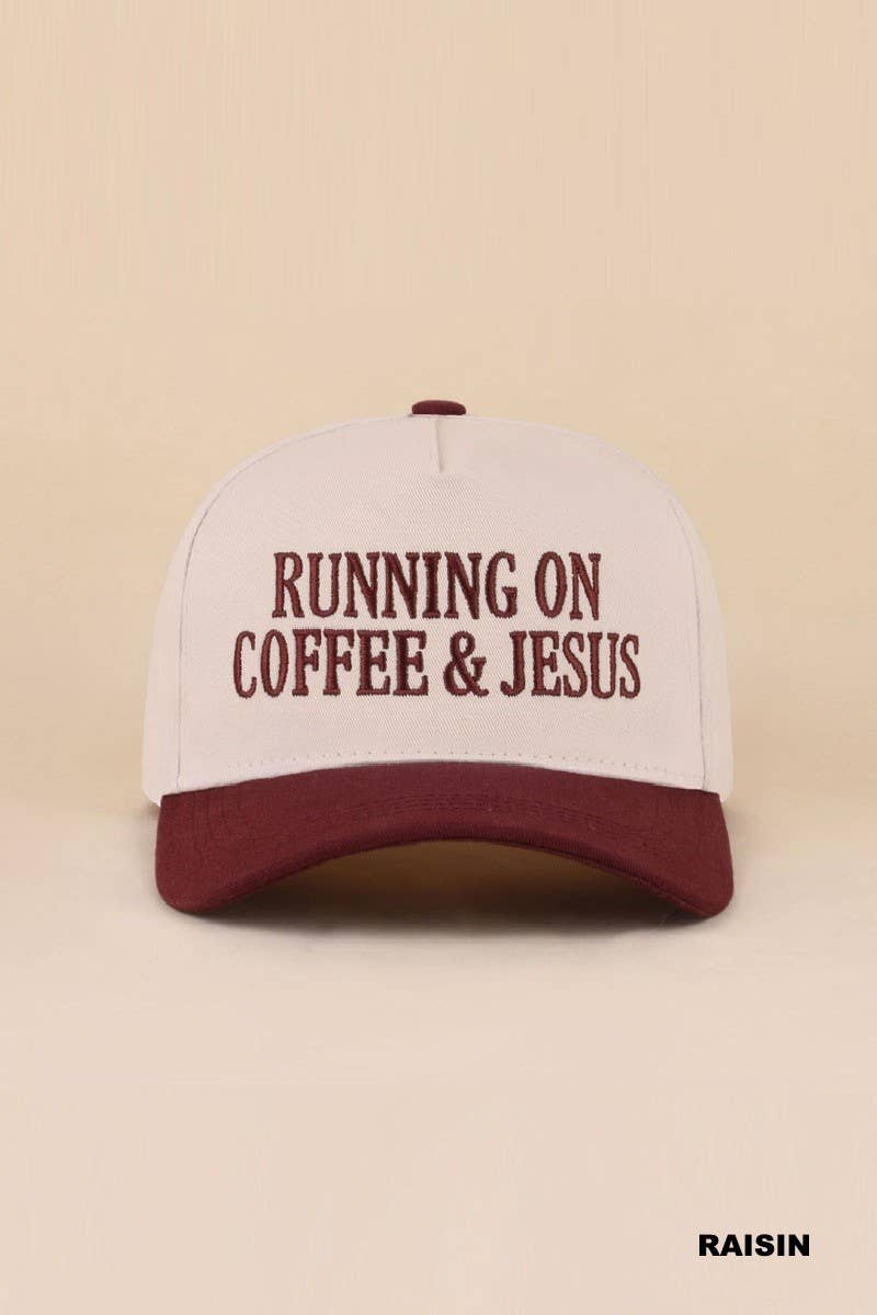 Running On Coffee &amp; Jesus Two Tone Cotton Hat