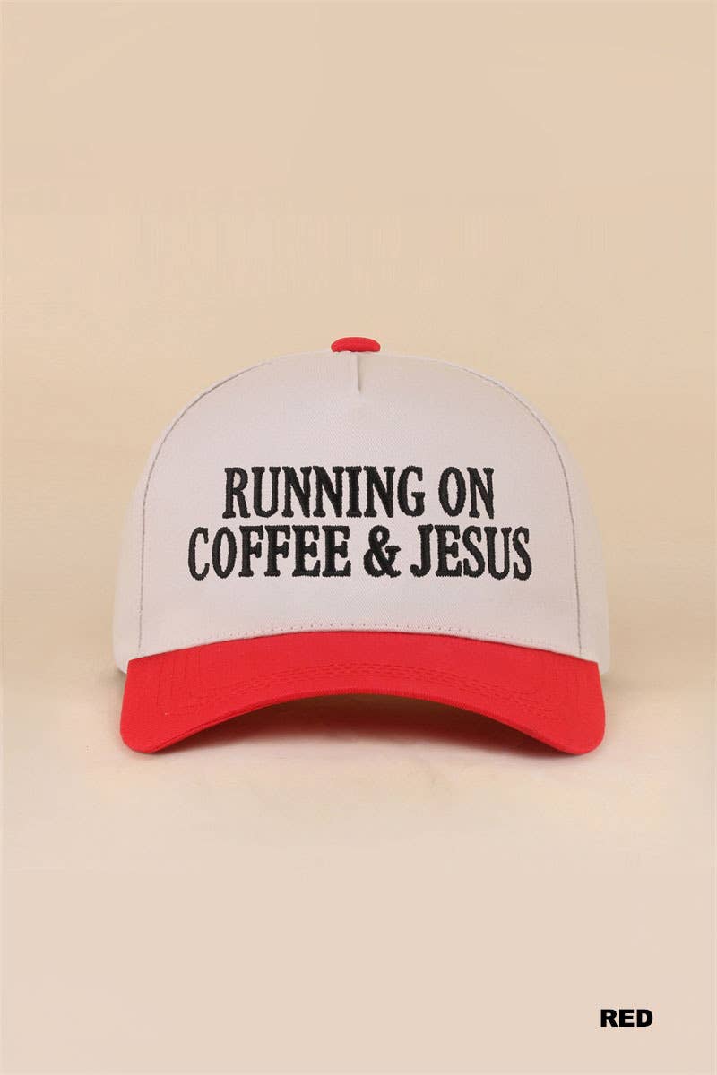 Running On Coffee &amp; Jesus Two Tone Cotton Hat