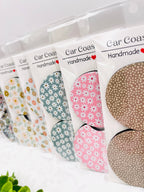 Car Coasters – Set of 2 | Neutral Floral & Bow Prints Summer