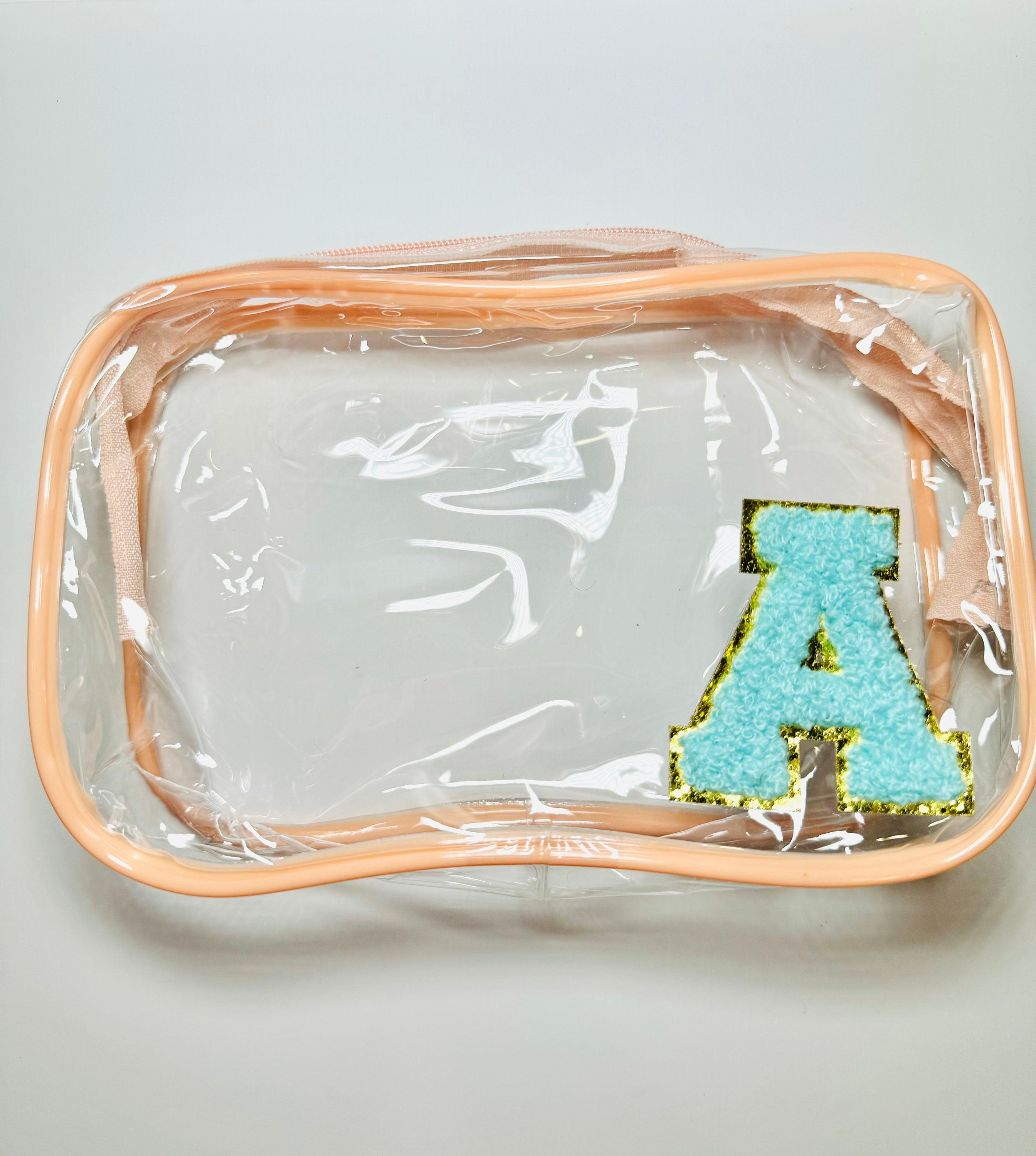 Small cosmetics clear bag with Initial