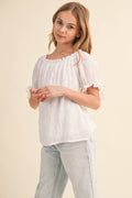 Sweet Summer Eyelet Peasant Top – Tween Girls