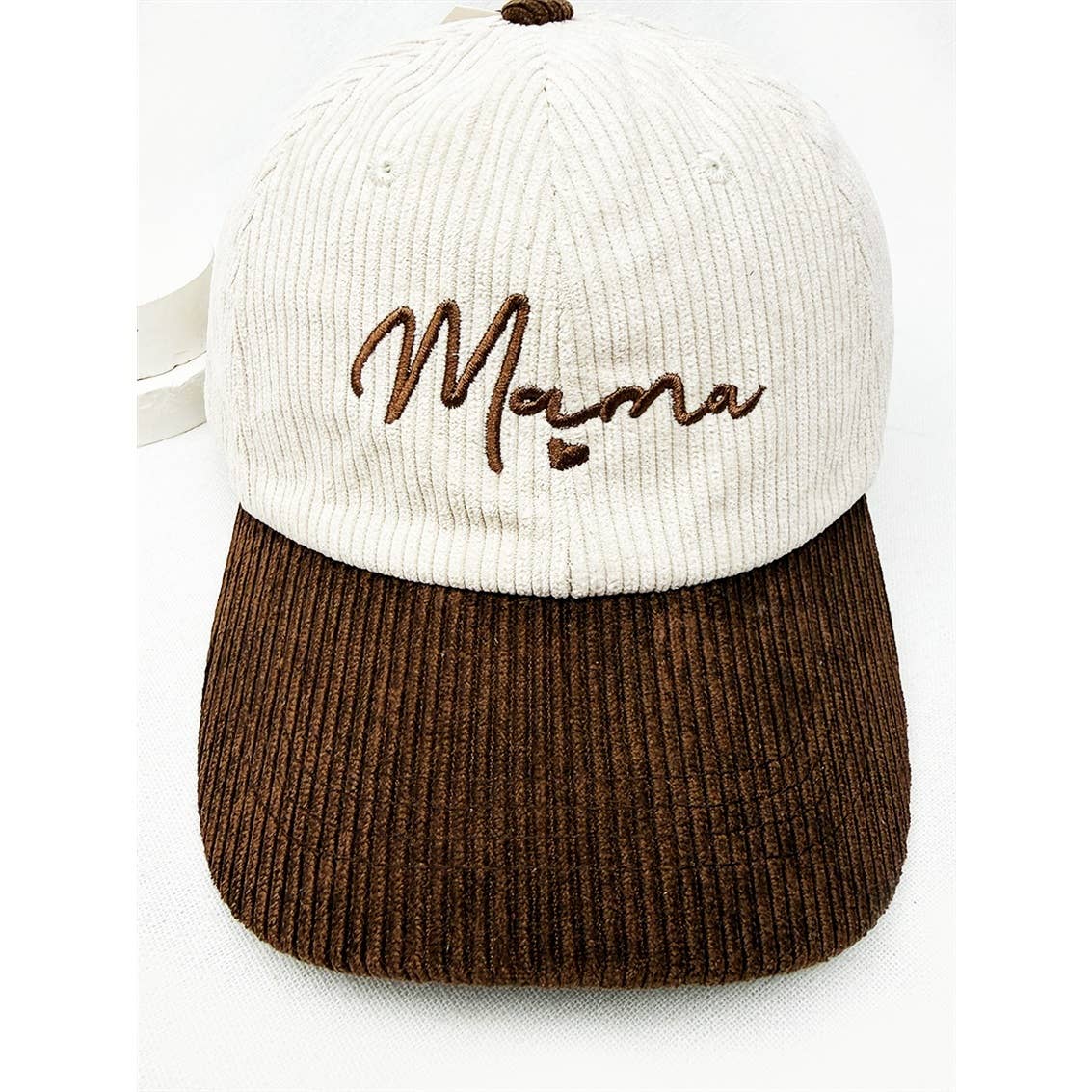 MAMA Embroidered Two Tone Corduroy Baseball Cap