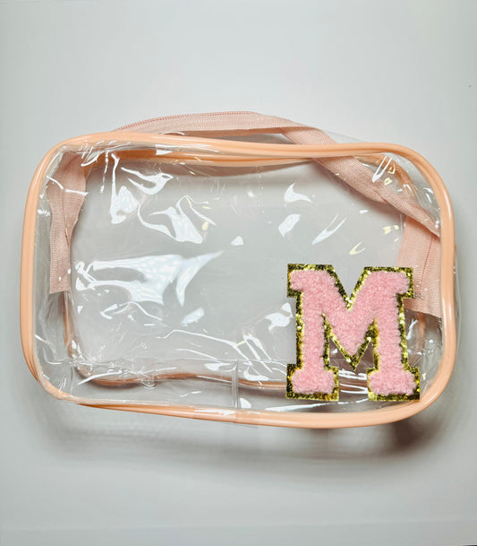 Small cosmetics clear bag with Initial