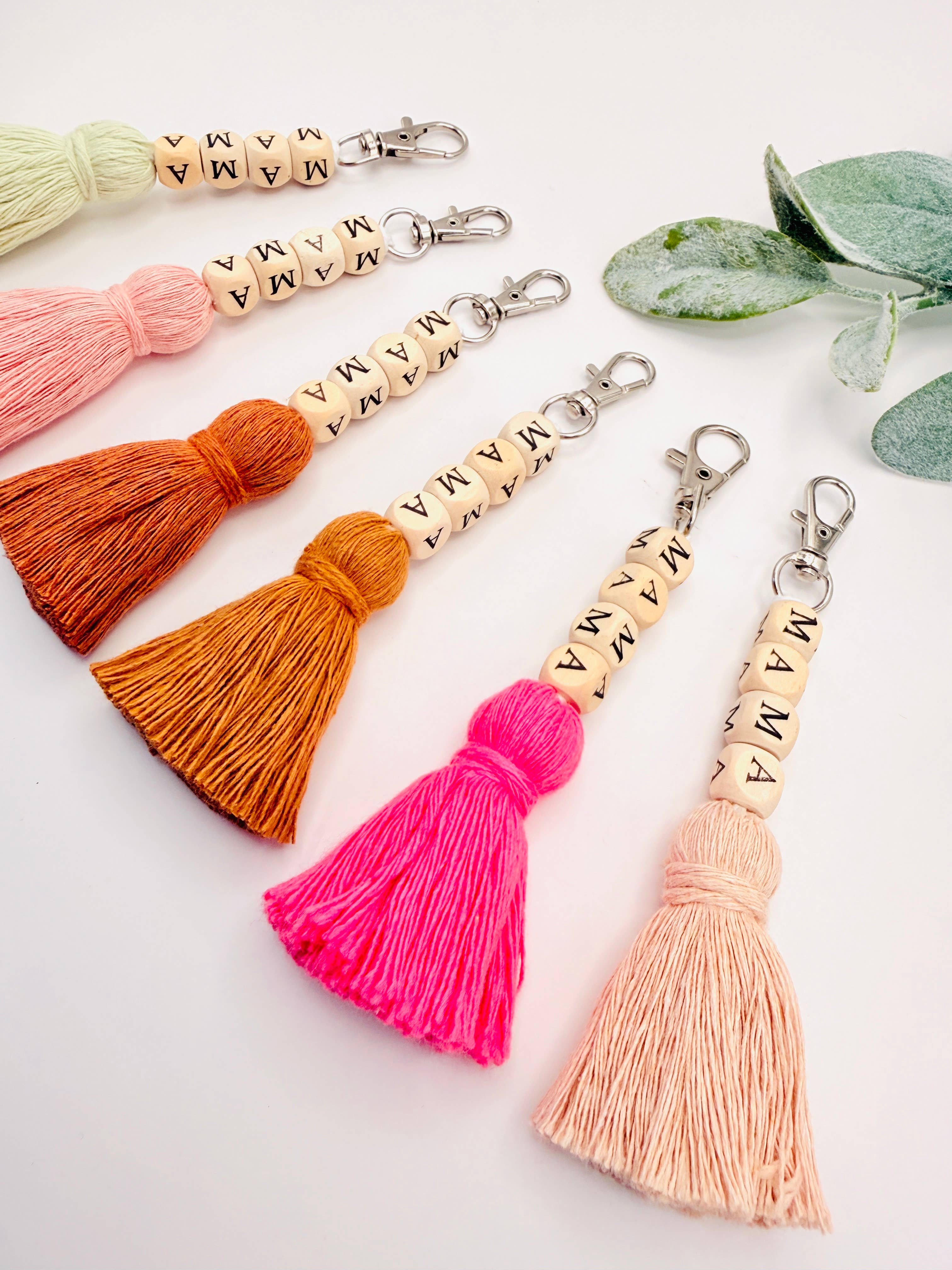 Macrame Mama Tassel Keychain | Handmade Boho Keychain | Mama