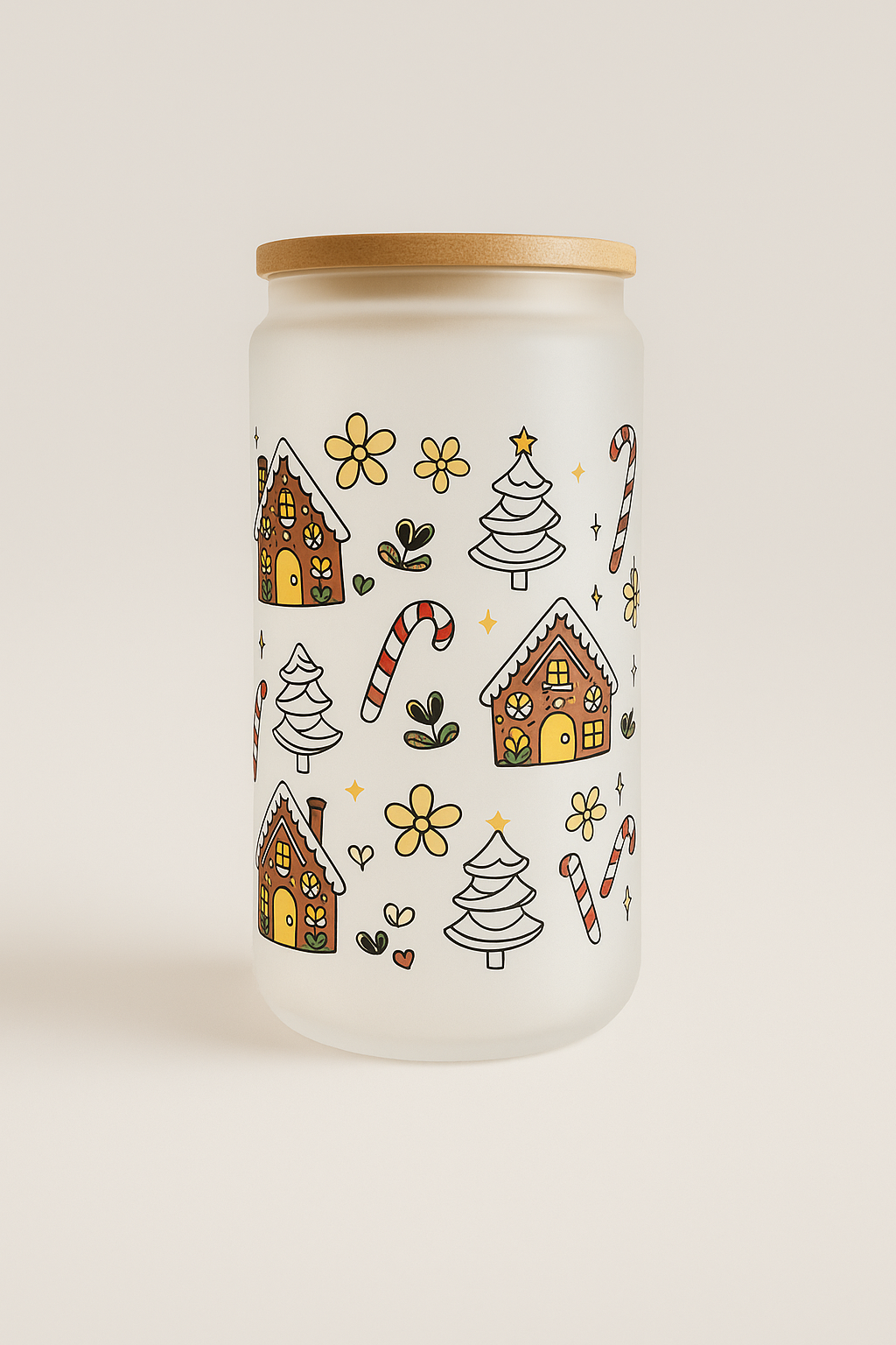 🎄 Gingerbread Village 16oz Frosted Glass Cup