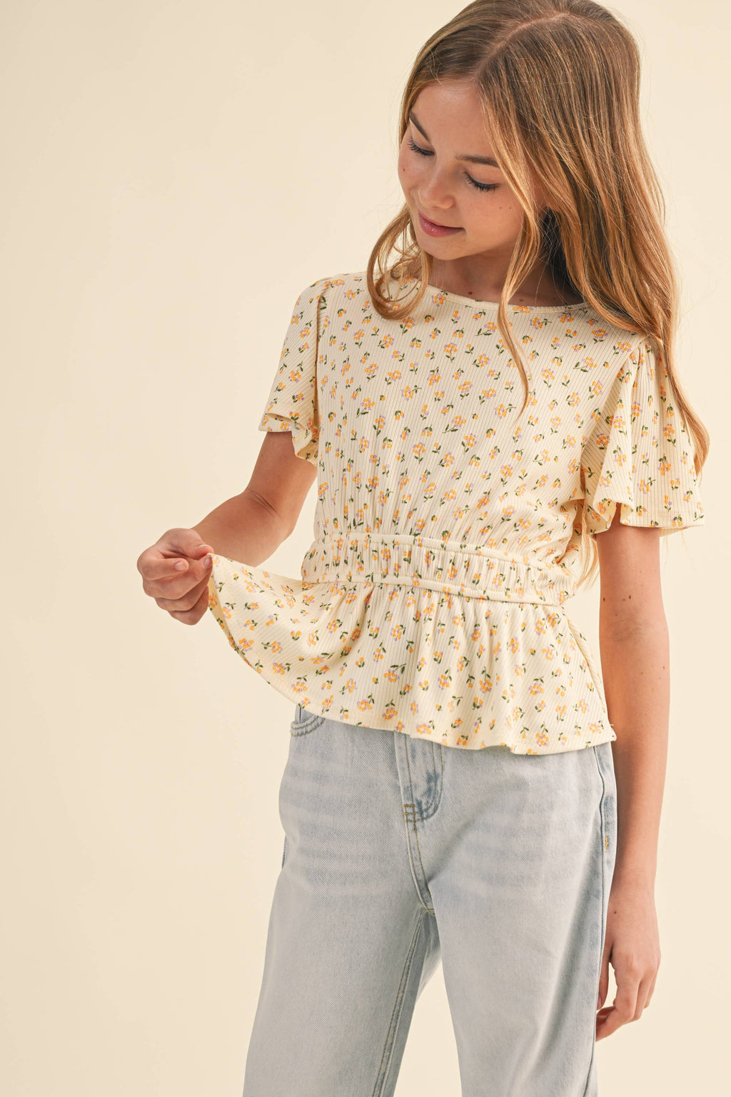 Golden Meadow Peplum Top – Tween Girls
