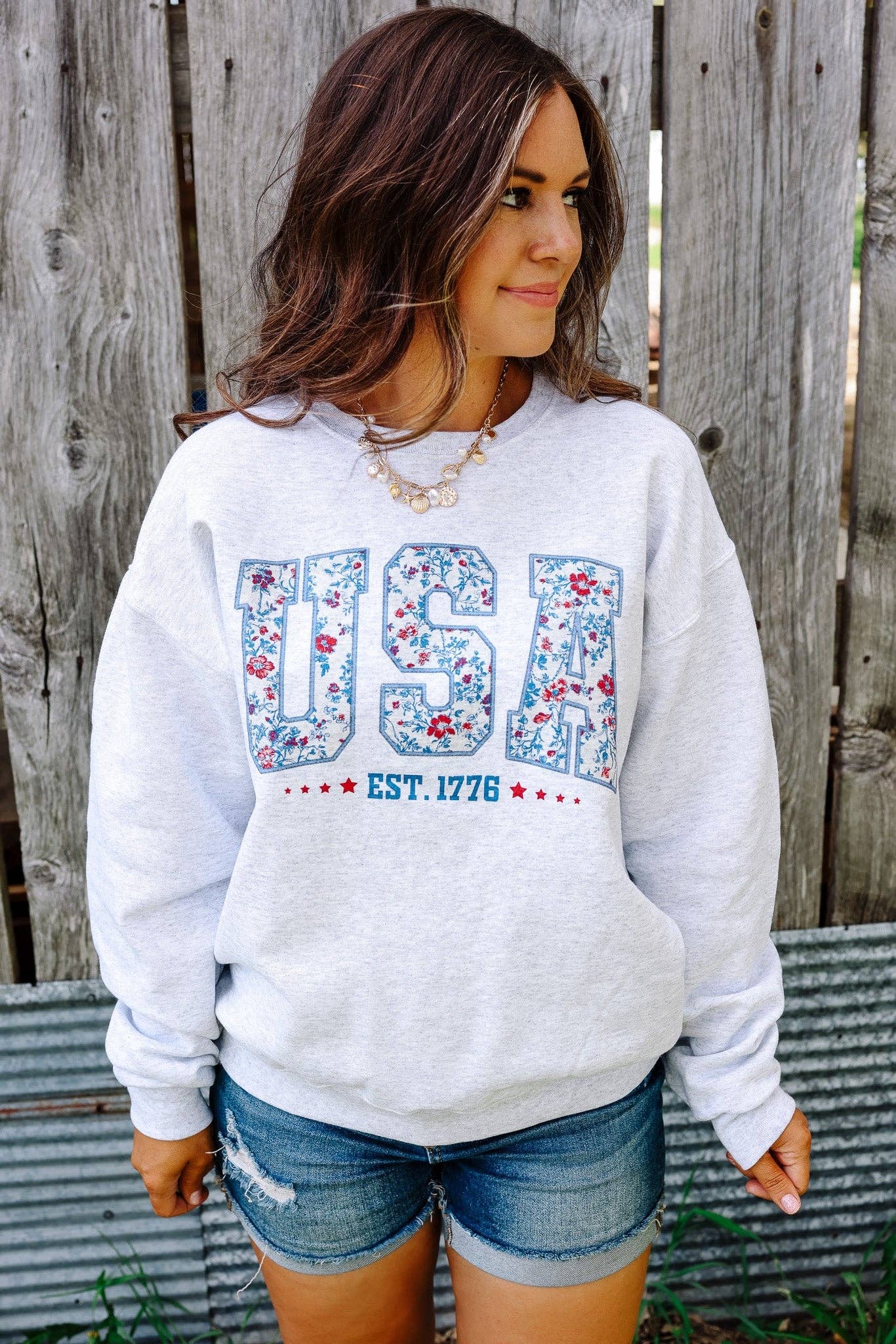 Freedom '76 Crewneck Sweatshirt - Ash Grey