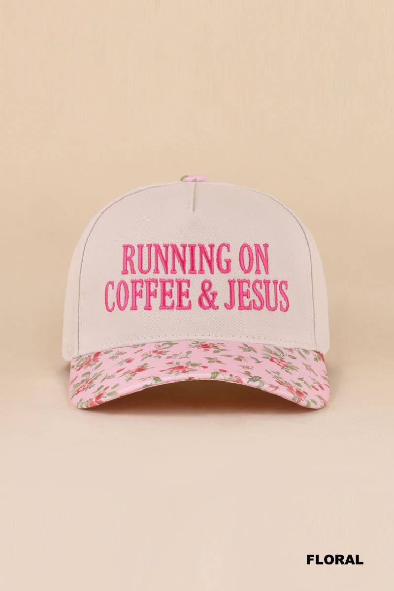 Running On Coffee &amp; Jesus Two Tone Cotton Hat