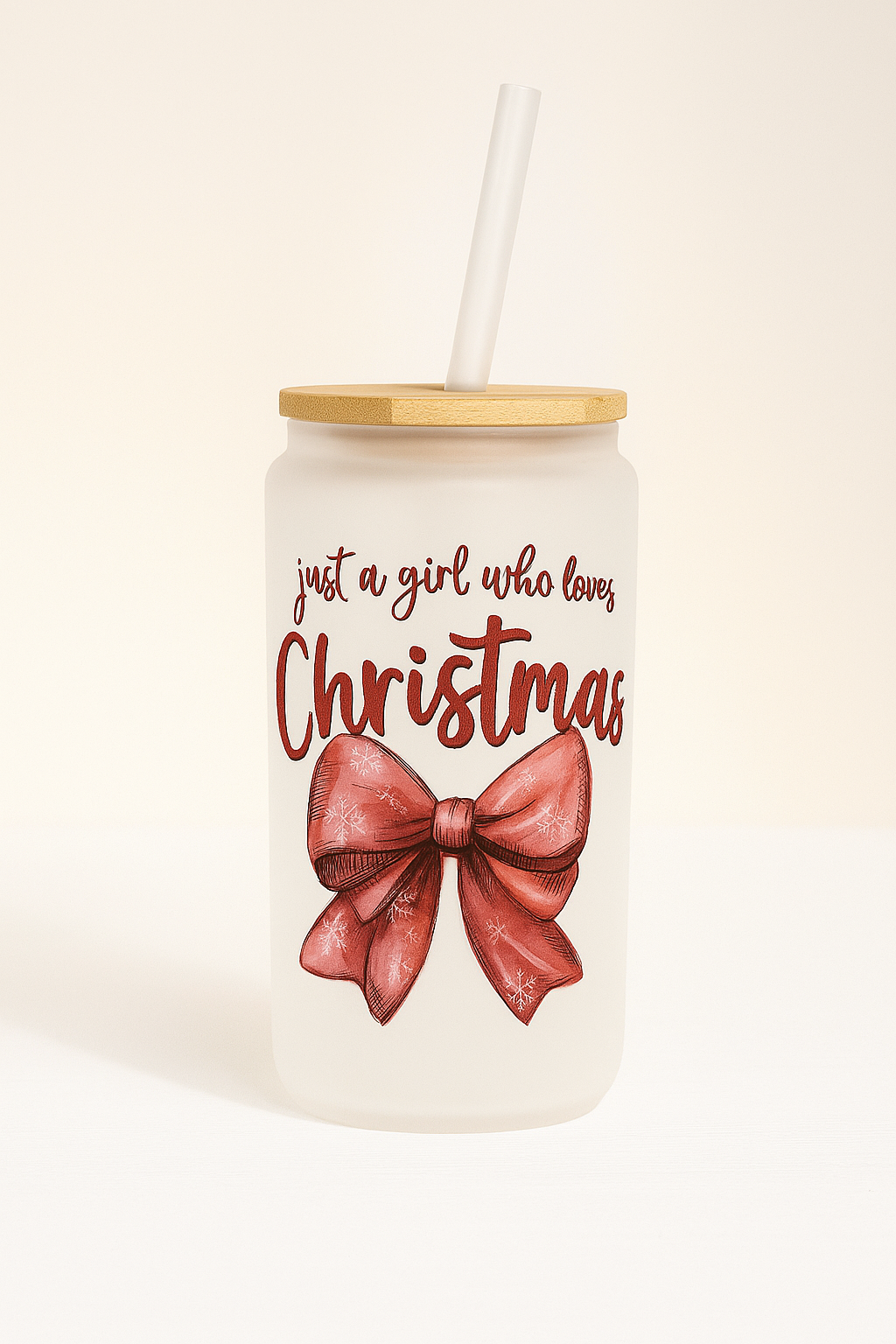 🎀 Just a Girl Who Loves Christmas 16oz Glass Cup