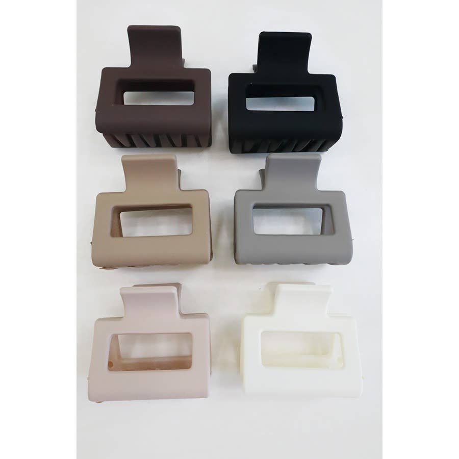 3-Pcs Neutral Color Mini Rectangle Hair Claw Set