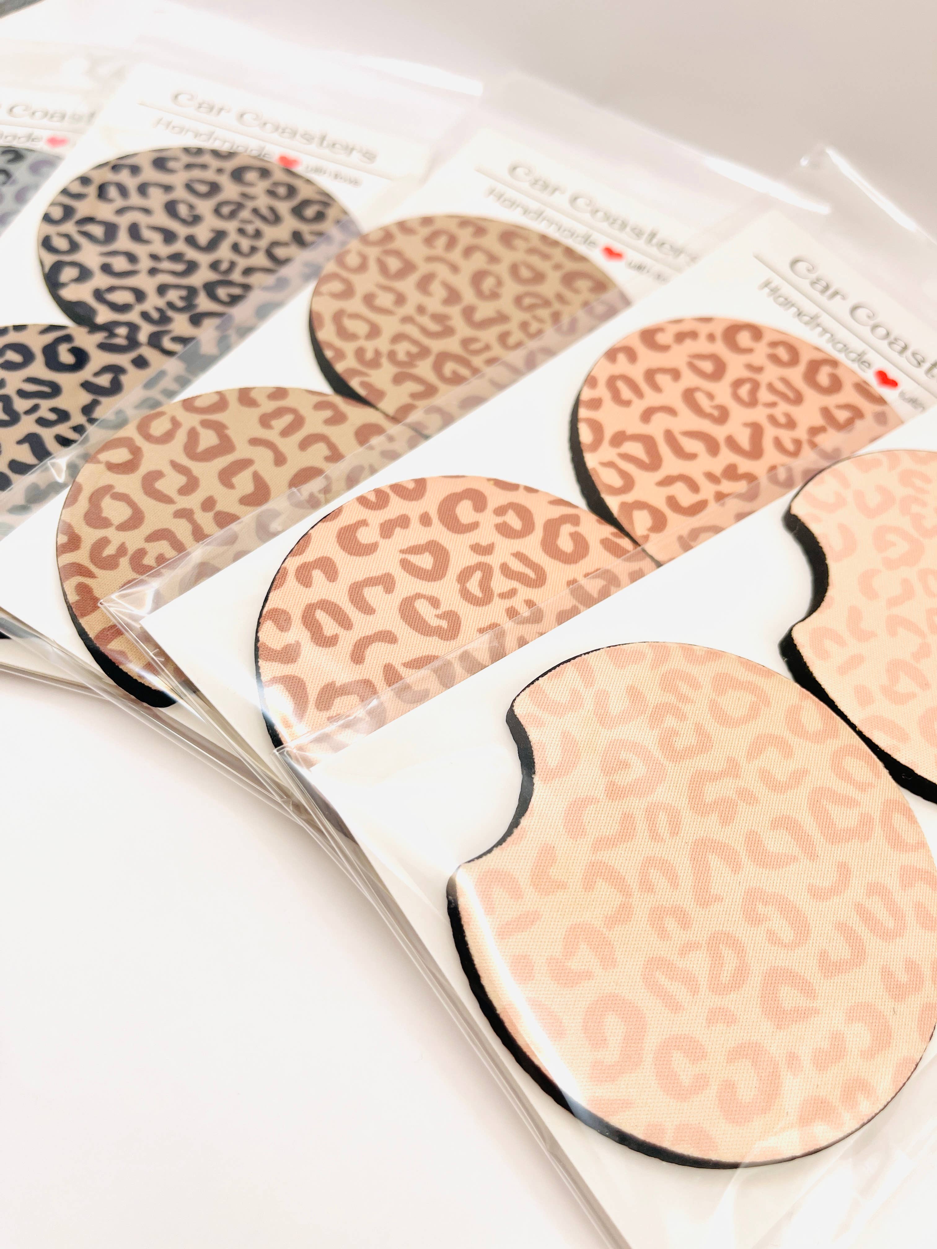 Cheetah Car Coasters - Cute Trendy Neoprene Cup Holder