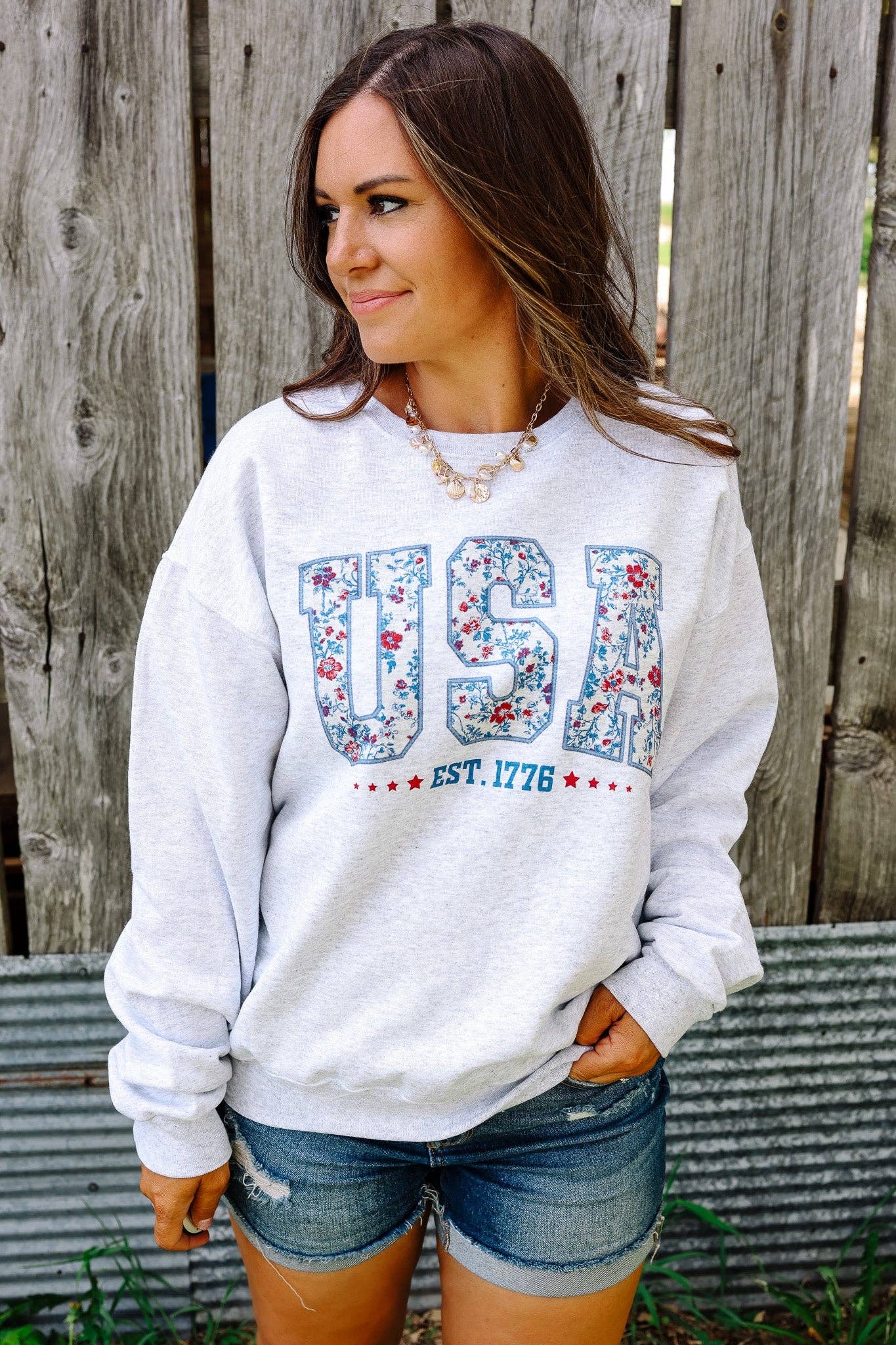Freedom '76 Crewneck Sweatshirt - Ash Grey