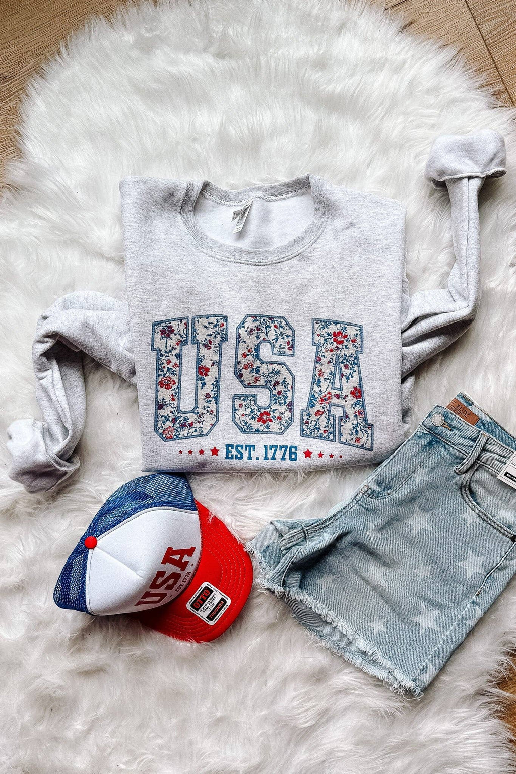 Freedom '76 Crewneck Sweatshirt - Ash Grey