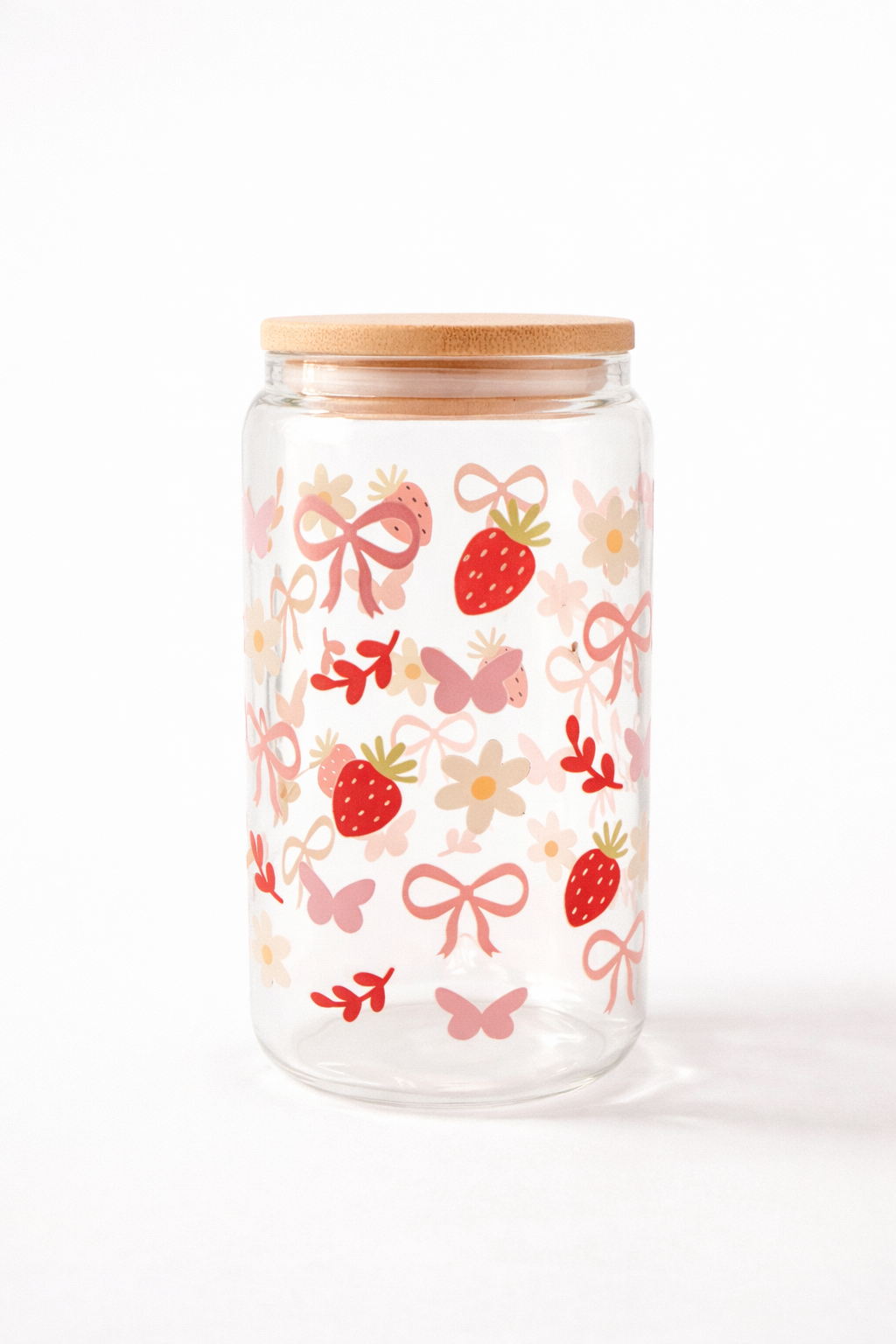 Strawberry & Bows 16oz Libbey Glass Cup