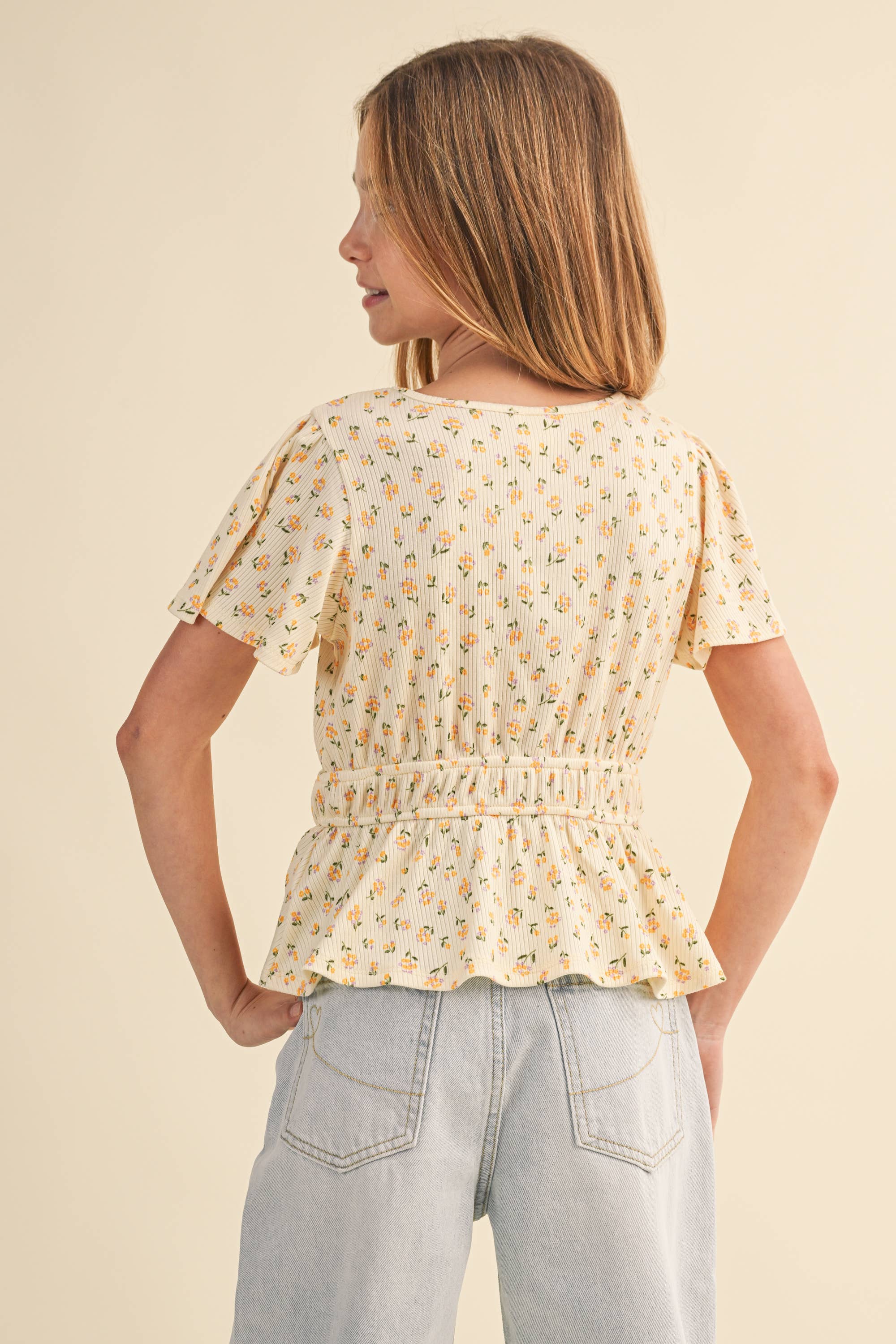 Golden Meadow Peplum Top – Tween Girls