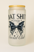 Bat Shit Crazy Social Club” Frosted Glass Cup