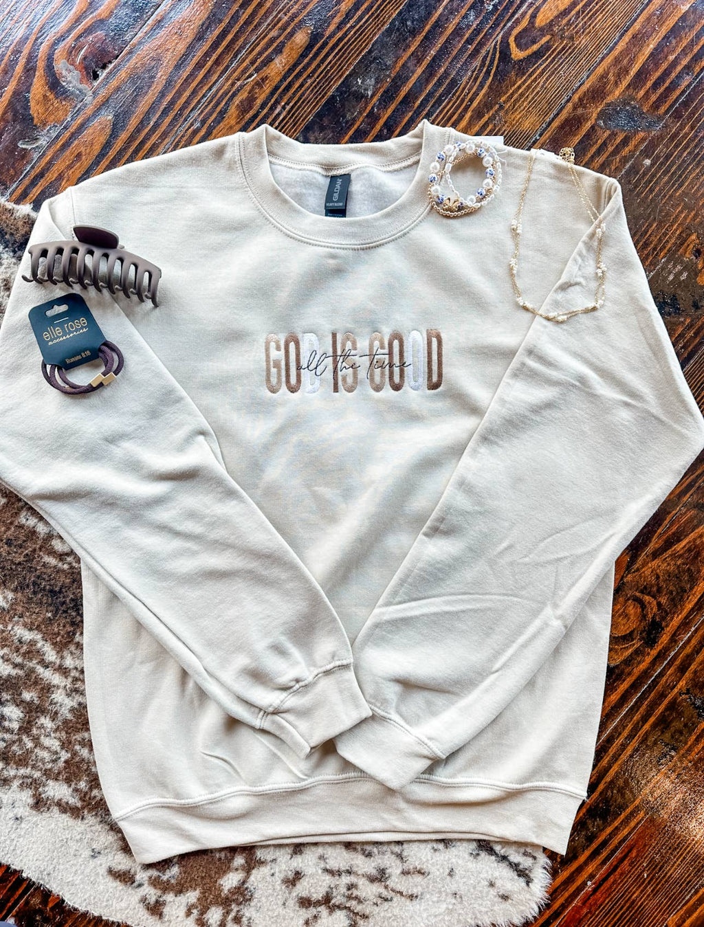 God Is Good All The Time Embroidered - Sweatshirt