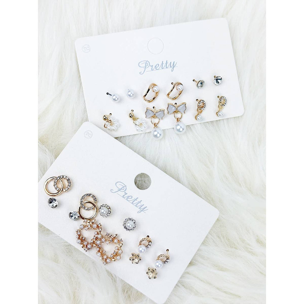 Multi Gold and Pearl Mixed Earrings