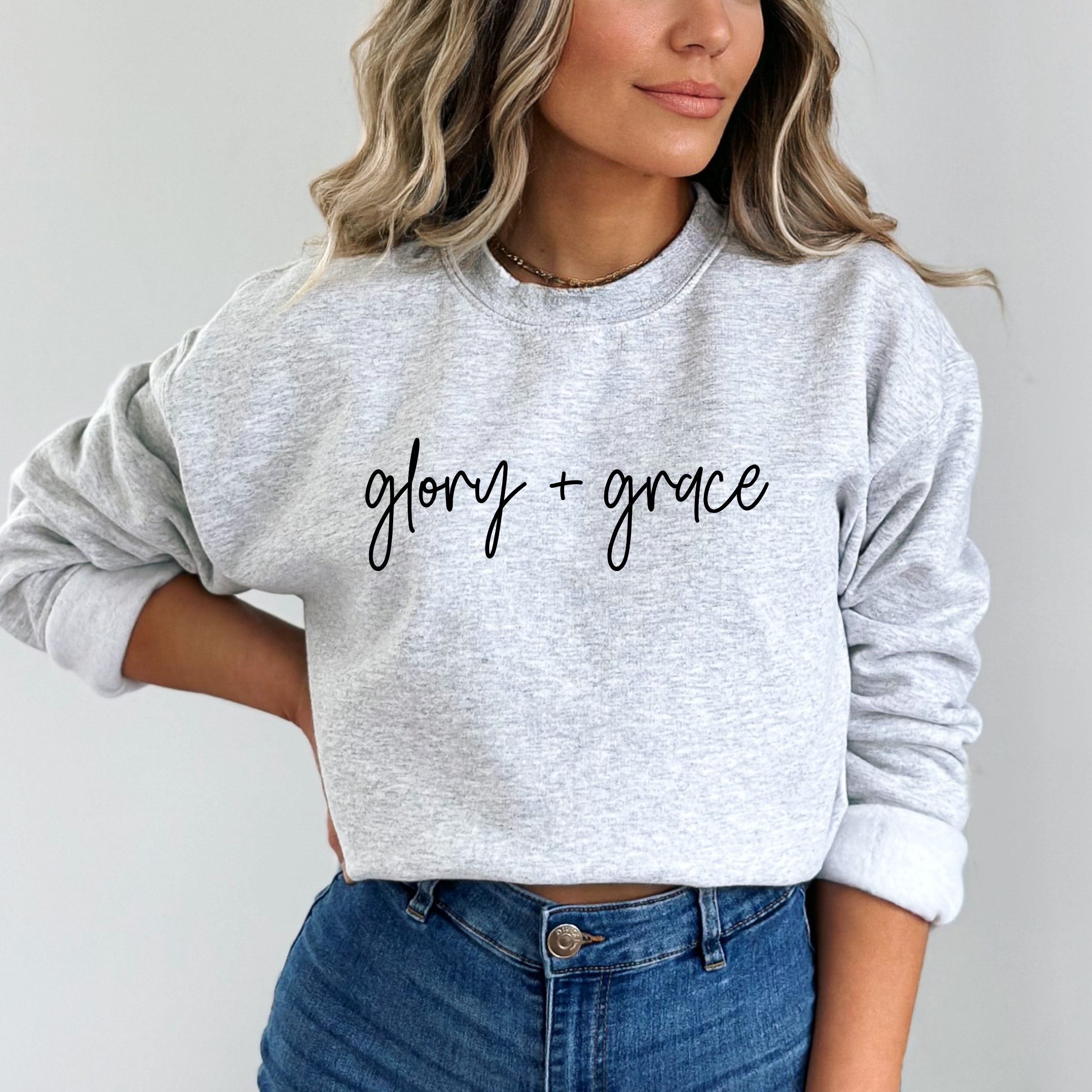 Glory + Grace Sweatshirt - Graphic Christian Tee - Spring