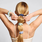 Ruched Satin Scrunchies 5pc Set - Garden Bouquet