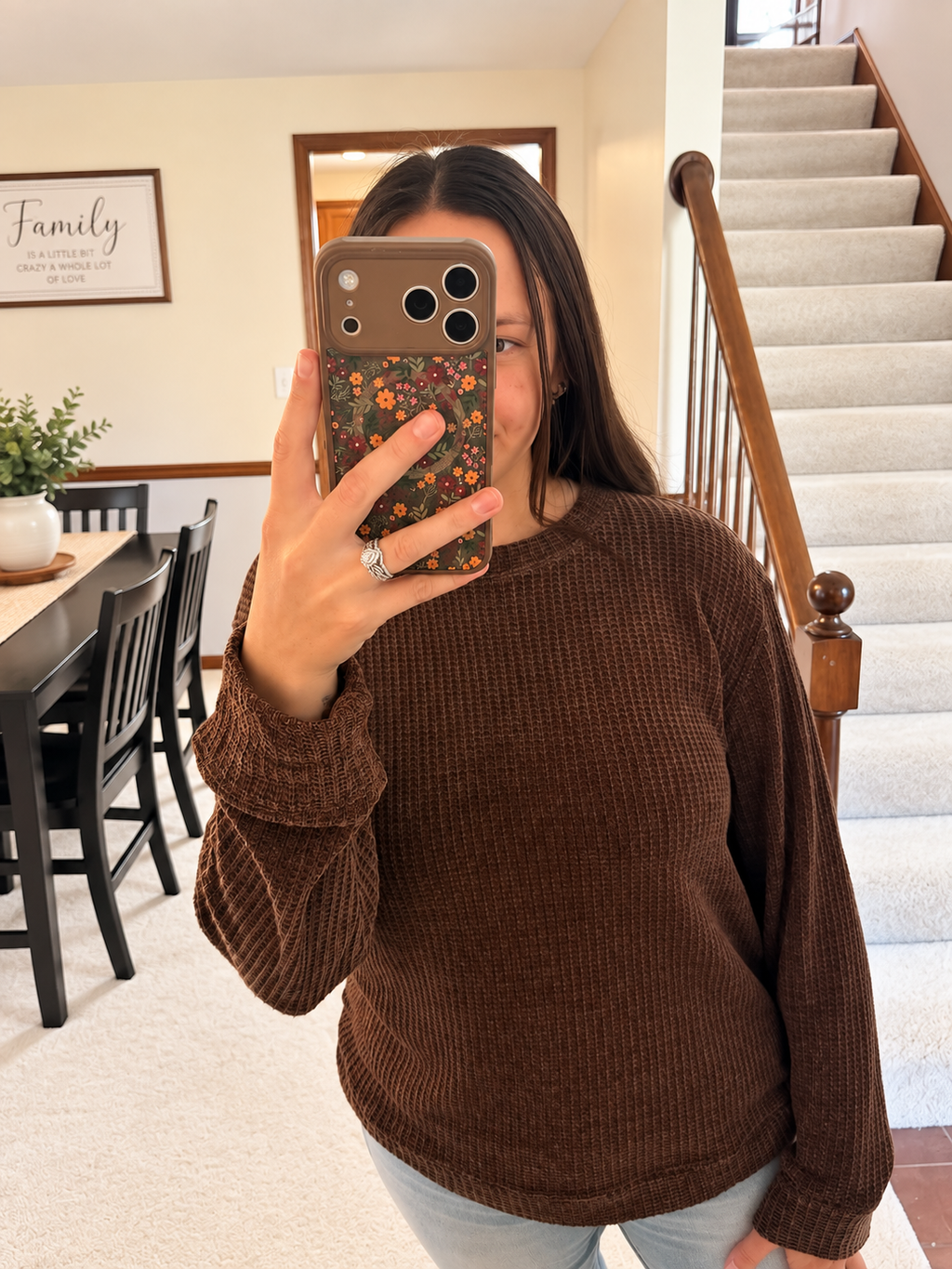 Chocolate Waffle Knit Pullover