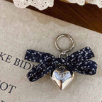 Elegant Floral Print Bow Heart Keychain Charms DP25F586