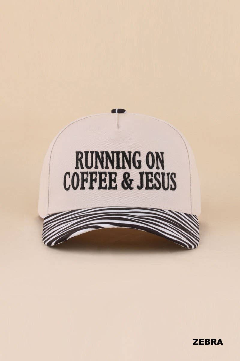 Running On Coffee &amp; Jesus Two Tone Cotton Hat