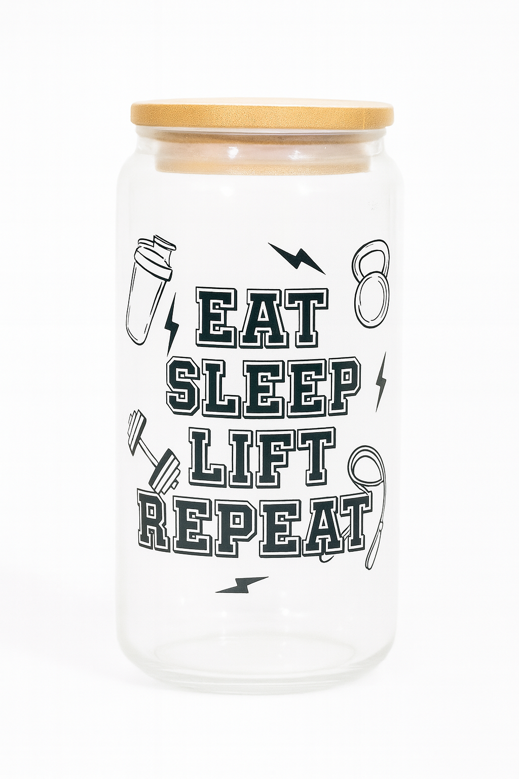Eat Sleep Lift Repeat – Libbey Glass Can Cup