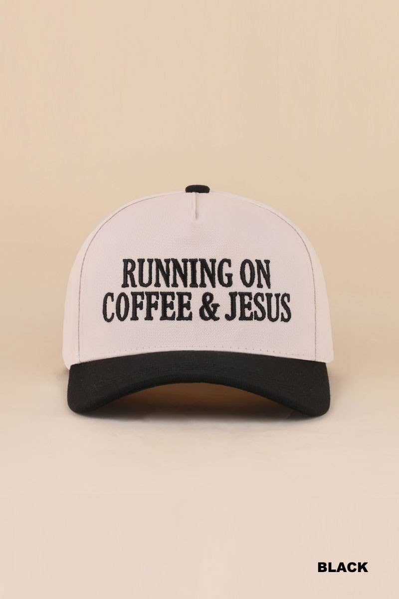 Running On Coffee &amp; Jesus Two Tone Cotton Hat