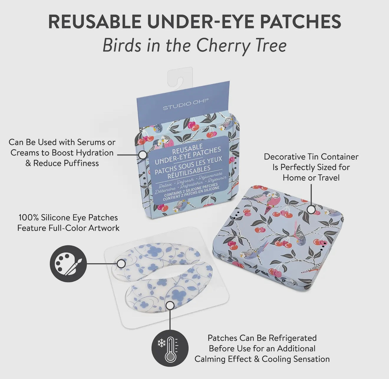 Birds in the Cherry Tree Reusable Under-Eye Patches