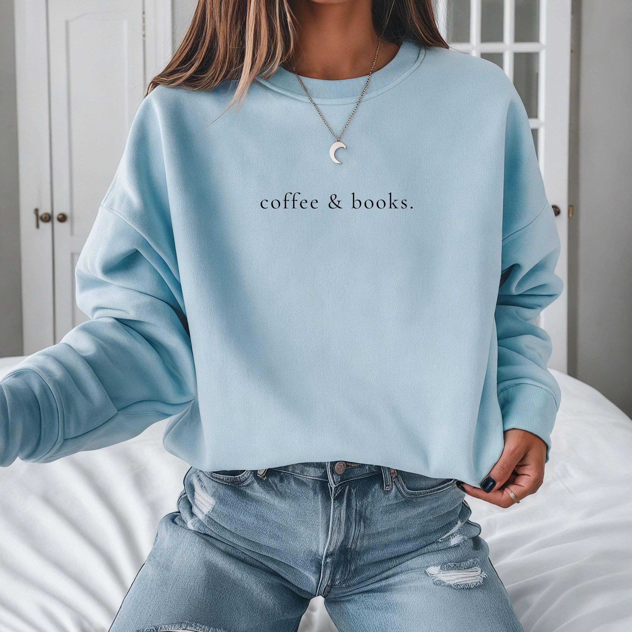 Coffee & Books Sweatshirt. - Bookworm Tee - Spring
