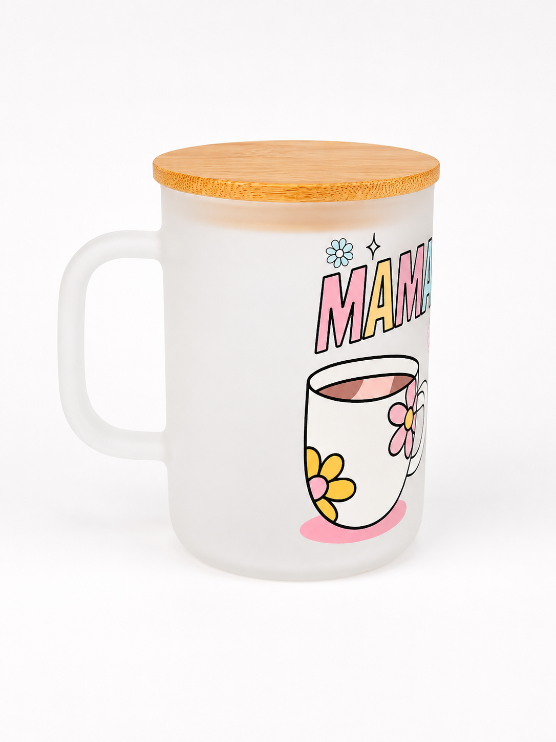 Mama Needs Coffee Frosted Glass Mug ☕🌸